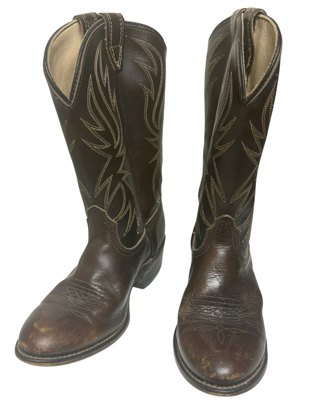 Vintage Acme Brown Leather Western Cowboy Boots Kids Size 2 Made in USA